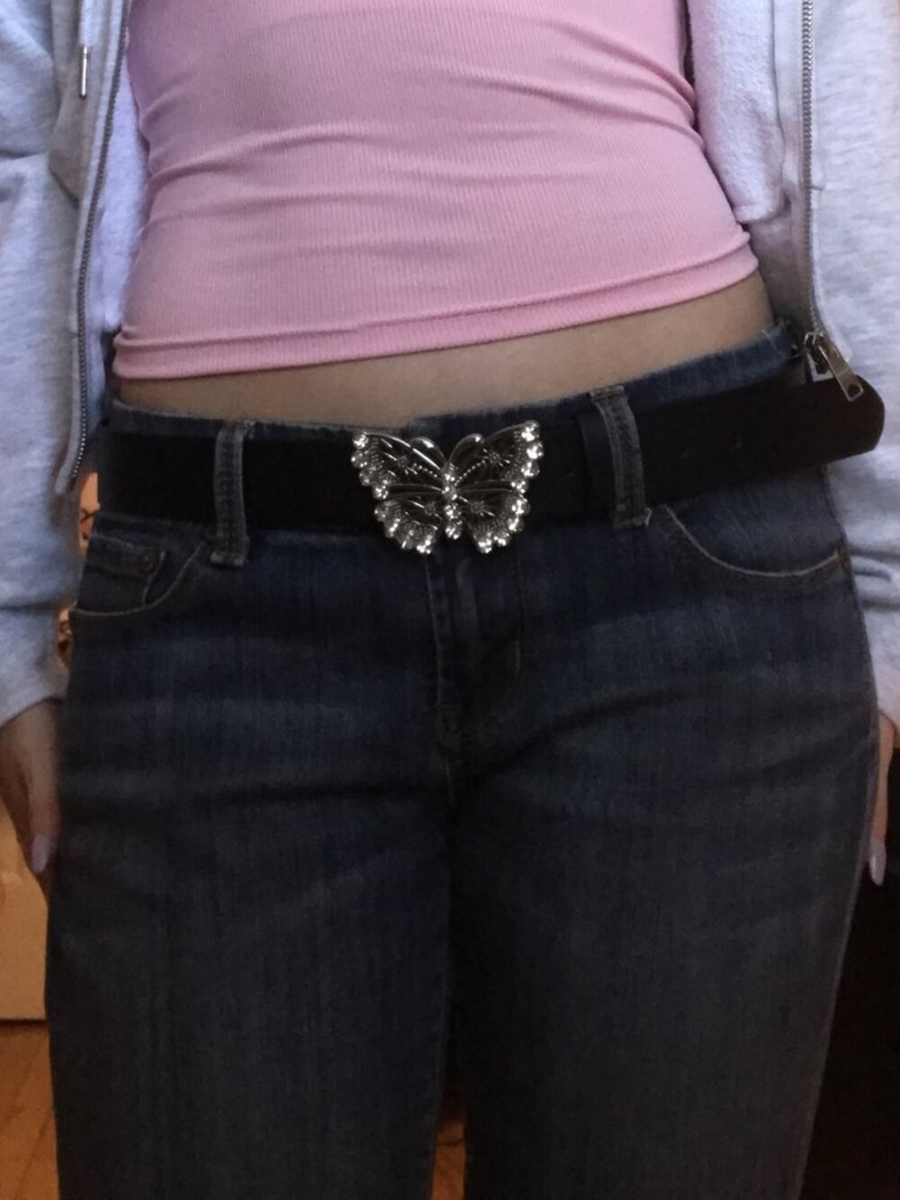 H&M (DIVIDED) Rhinestone Butterfly Buckle Belt